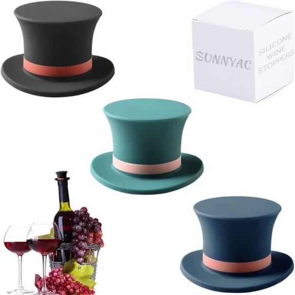 sunnyac Other - Sunnyac silicone wine bottle stoppers preservers decorative 3 pack multi colored
